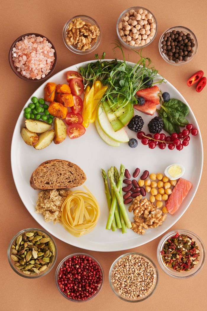 why-choose-us A vibrant assortment of healthy foods on a plate, showcasing a balanced diet with fruits, vegetables, nuts, and grains.